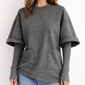 Depending on the Horizon Women's Size M Grey Fleece Pullover Long Sleeve Sweater